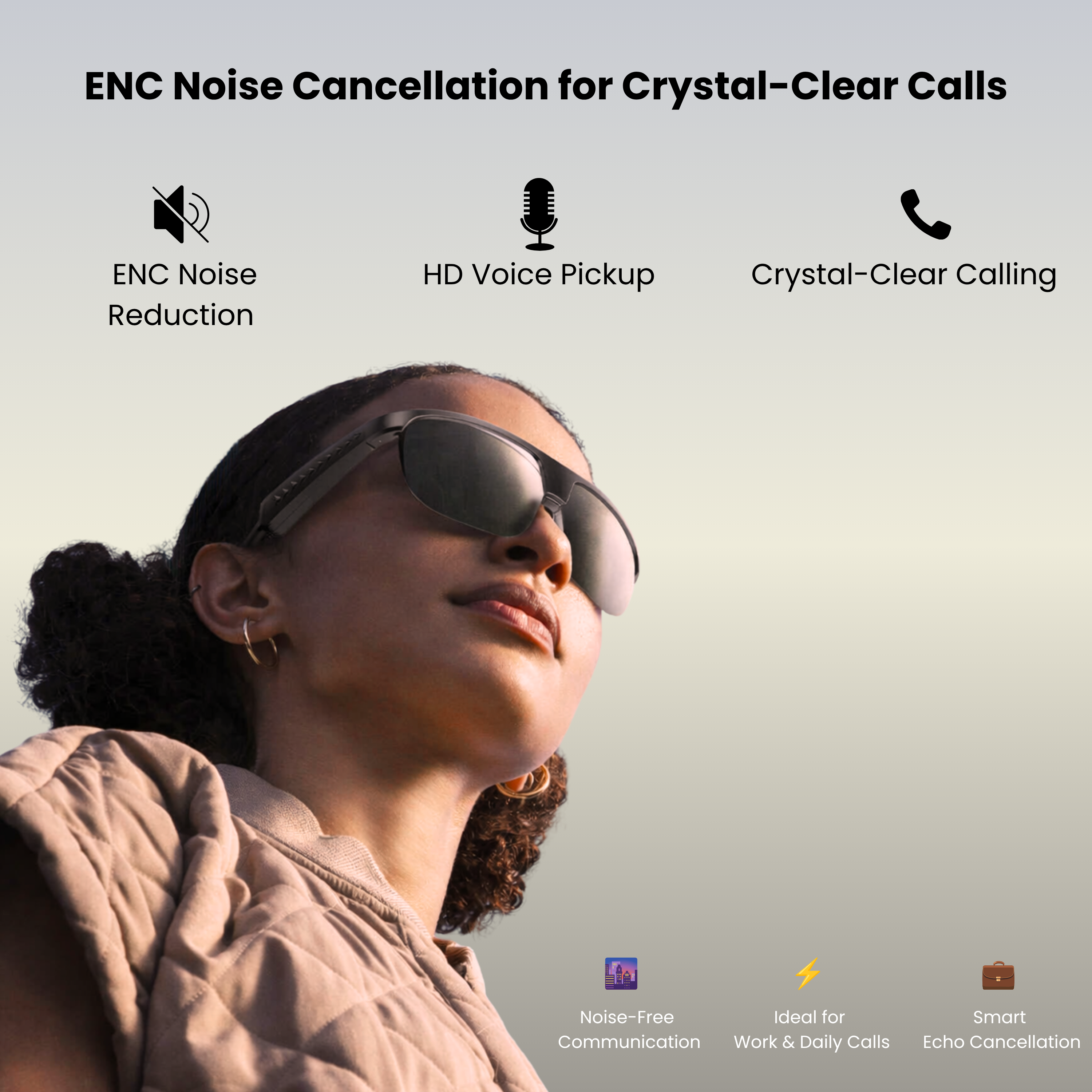 Futopia AIVIS-L AI Smart Audio Glasses with ENC Noise Cancellation, Stereo Speakers, AI Translation-Hands-Free Music,Calls,Open Ear Music, Sport Headset, Connect with Your Mobile