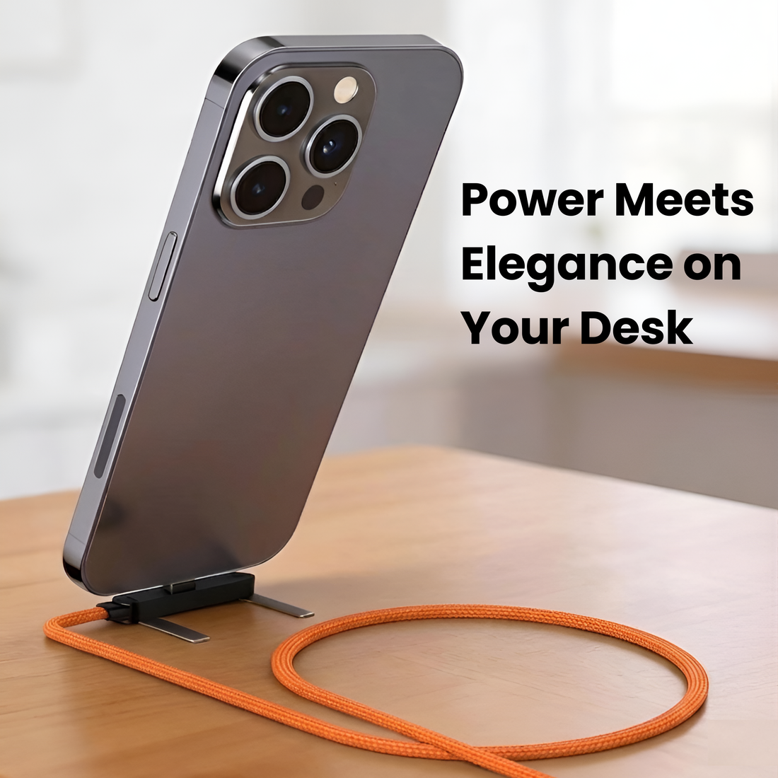 Futopia 2-in-1 240W Fast Charging type-C to type-c Cable with Built-in Adjustable Metal Invisible holder Phone Stand | 1.5m Durable Braided Cable for Smartphones, Tablets, Laptops, Gaming- Orange