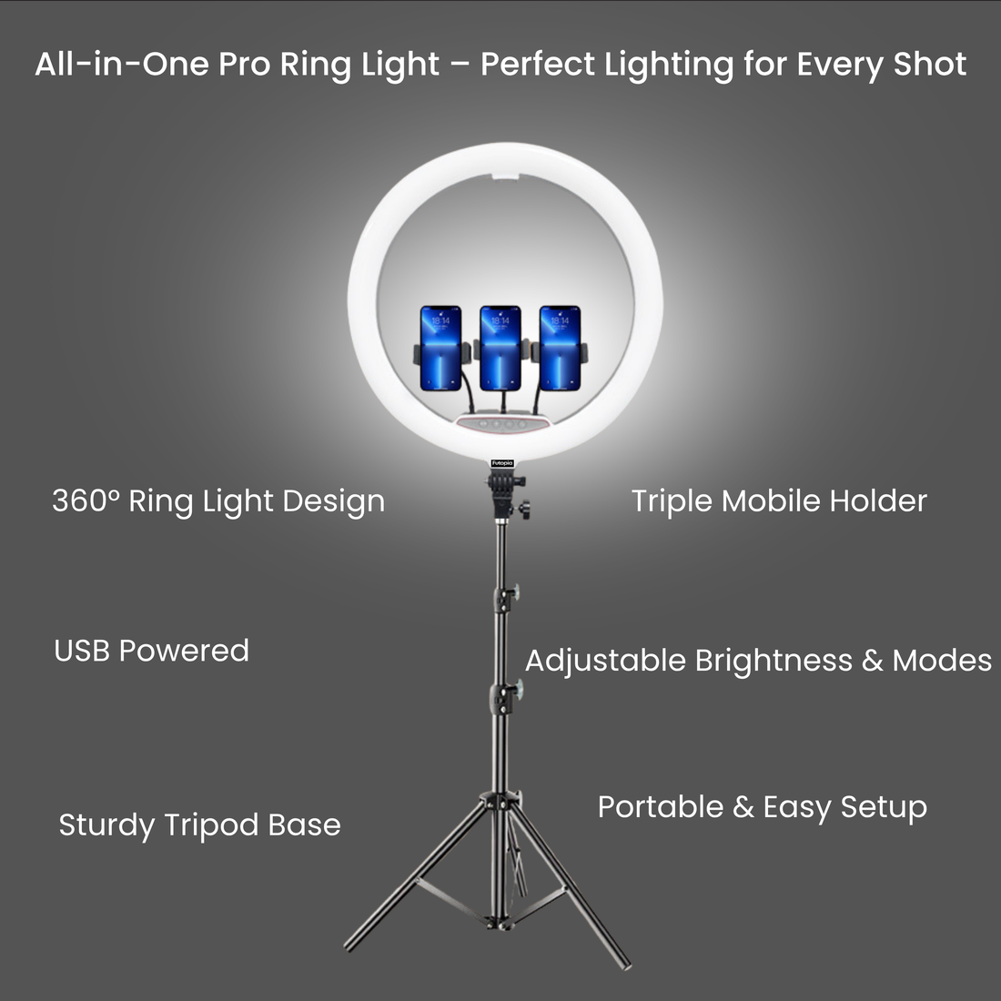 Professional 45cm (18 Inch) Studio LED Ring Light with Tripod & Remote | 2700–6500K Adjustable Color Lighting | AC Power | 3 Mobile Holders Perfect for Photo & Video Shoot, Instagram Reels