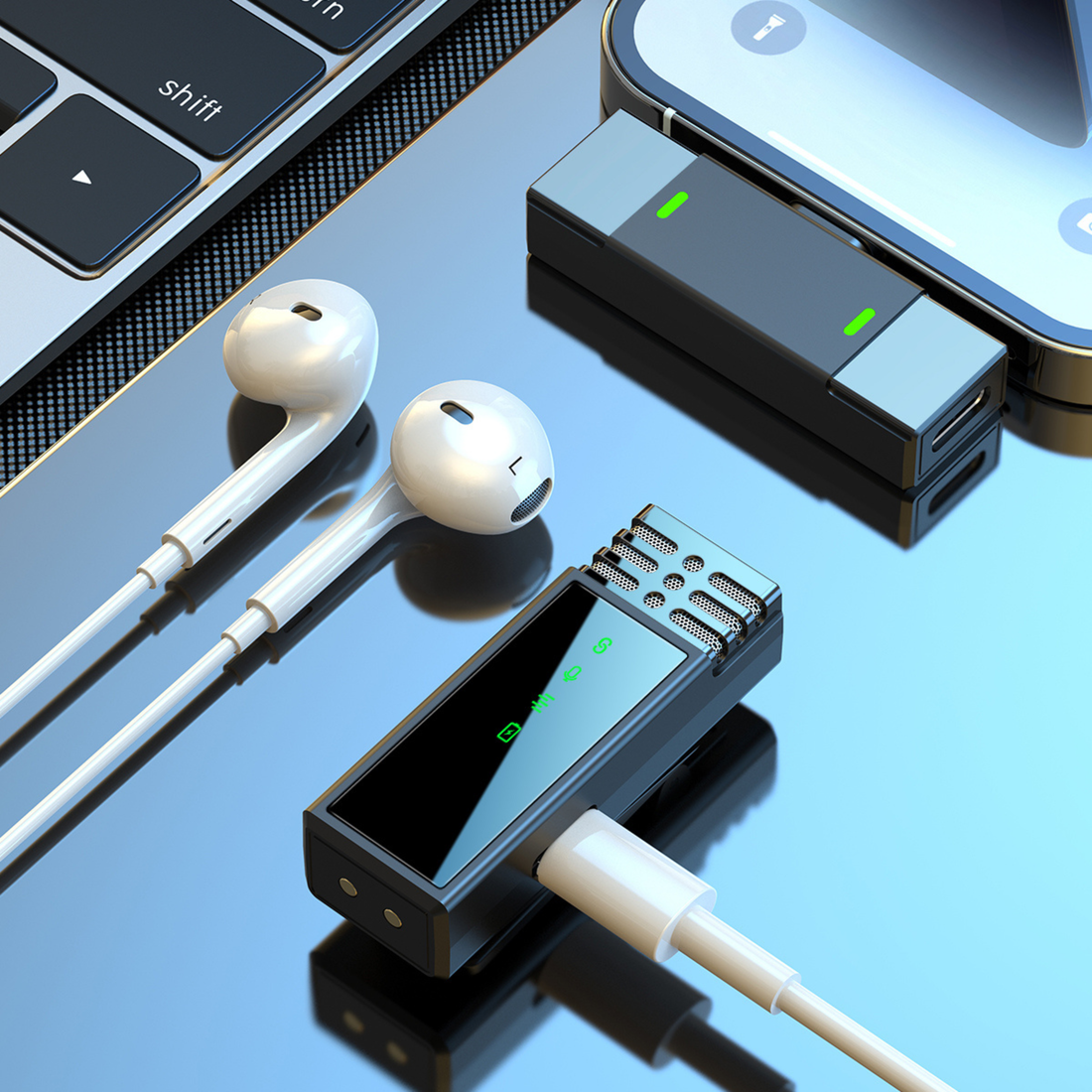 Futopia Wireless Lavalier Microphone for Type-C, 1-to-2 Professional Noise Cancelling Mic with Charging Case, 20m Range, Reverb & Monitoring, for iPhone, Android, Vlog, Live Stream & Recording
