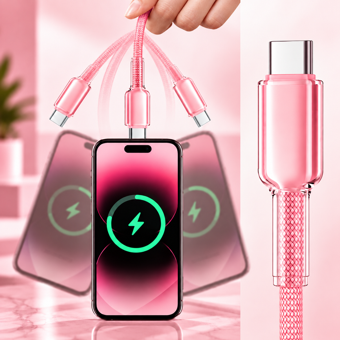 Futopia Titanium Series Low-Temperature Crystal Cable, Type-C to Type-C 100W Fast Charging, Compatible with iPhone 15–17 & Android