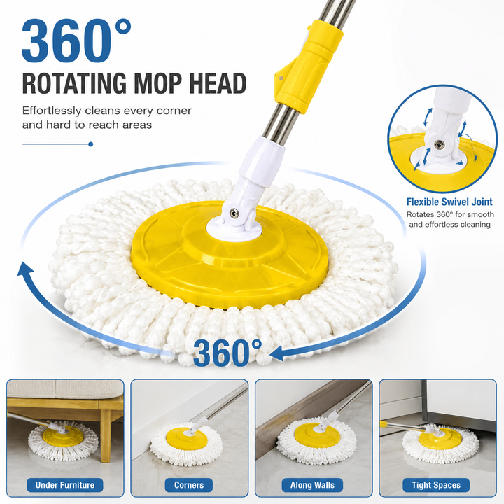 360 Stick Set for Floor Cleaning | Extendable Mop Handle | Super Absorbent | Wet & Dry Cleaning Mop for Home, Kitchen & Bathroom (Multicolor)
