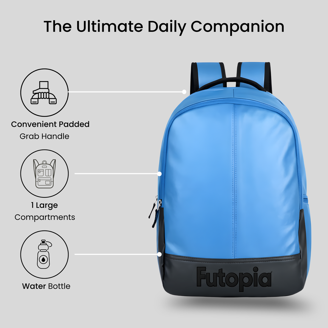 Futopia Premium 26L Capacity Backpack Casual Bag With Fit 15.6 Inch Laptop, Side And Front Side Zipp Store, Luggage Strap, Lightweight & Durable Design For Men & Women Perfect For Office & College -blue