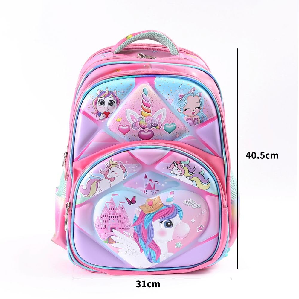 Futopia Kids' School Bag 3-Piece Set: Mixed Characters Backpack (4 Chains, 2 Side Pockets) with Matching Lunch Bag & Pencil Case - Durable & Fun for Boys & Girls
