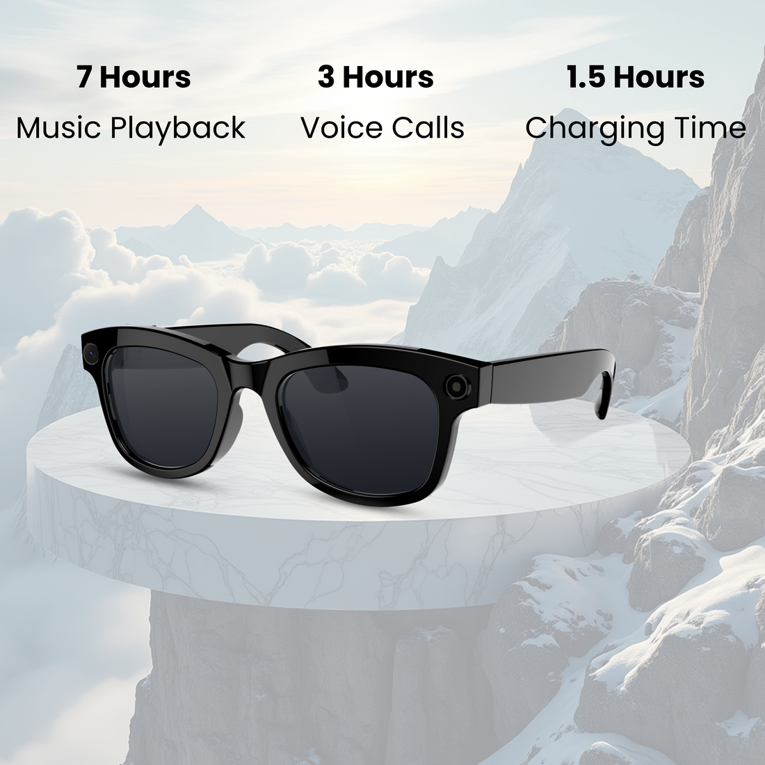Futopia AIVIS-M AI Smart Glasses|8MP Camera|IP67 Waterproof Black Frame|Photochromic Lenses|32GB Memory|Photo & Video|AntiShake Photography ChatGPT AI|Built in WiFi