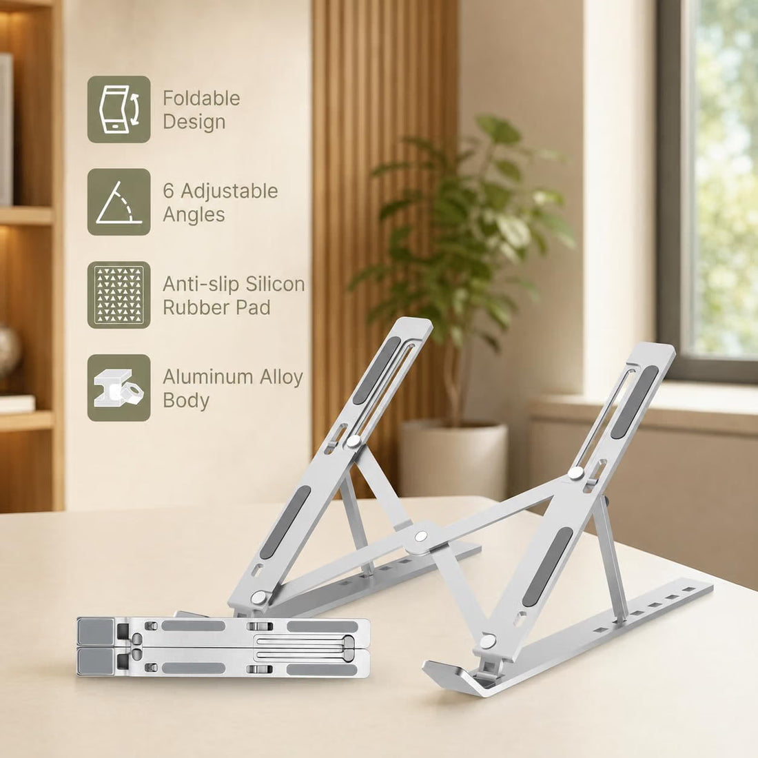 Futopia 6 Angles Adjustable Aluminum Ergonomic Foldable Portable Tabletop Laptop/Desktop Riser Stand Holder