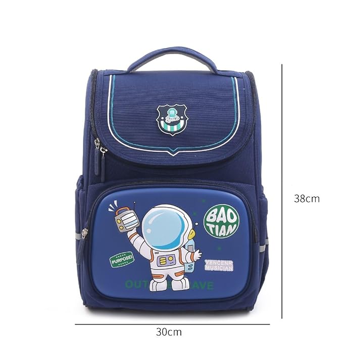 Astro Space Kids Backpack - Double Chain Design, 2 Side Pockets - Fun & Durable School Bag for Boys & Girls