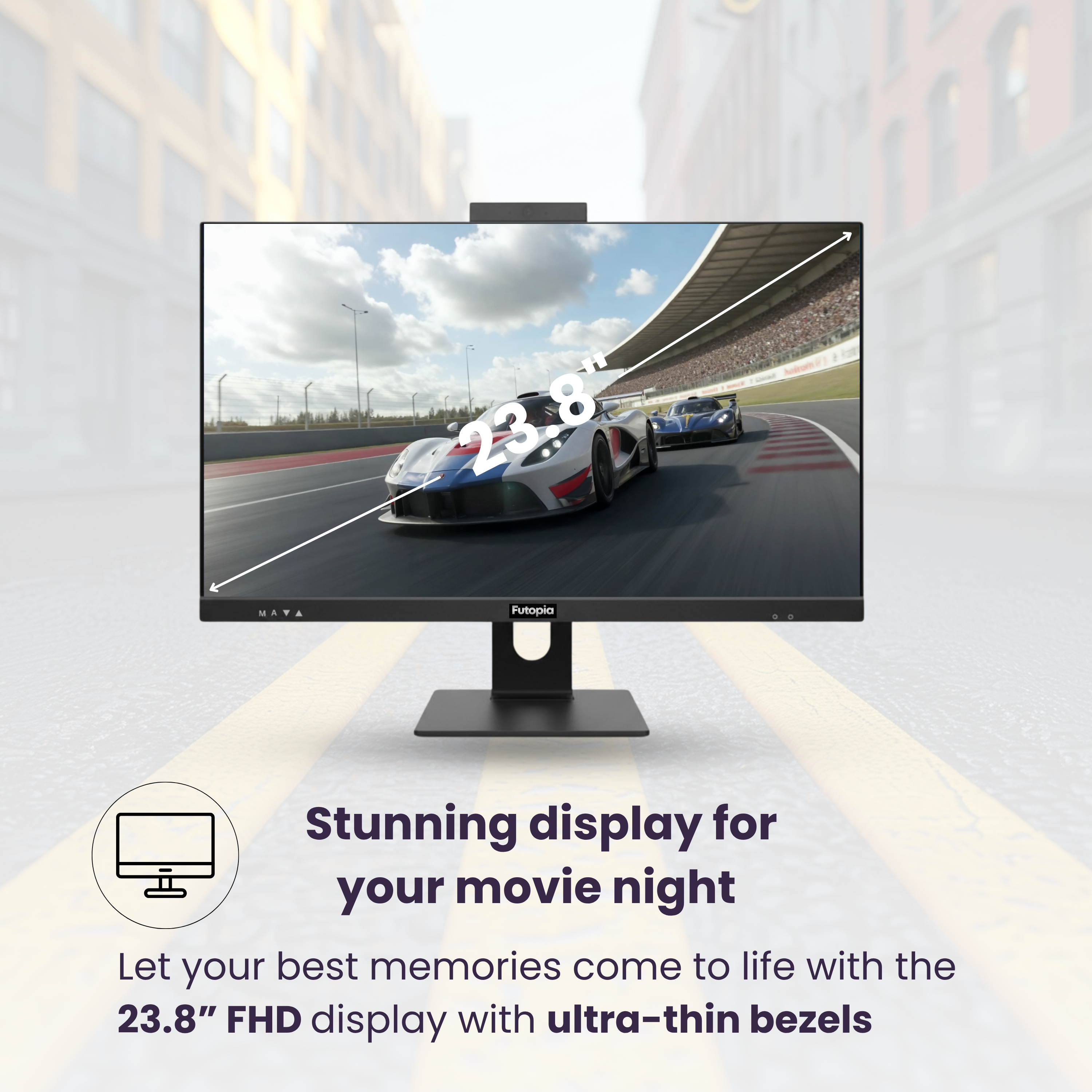 FUTOPIA A122261 All-in-One Desktop PC | AMD Ryzen 5 5600G | 23.8" Full HD IPS Display | 16GB DDR4 RAM | 512GB NVMe SSD | Windows 11 Pro | WiFi 6 | Webcam & Speakers