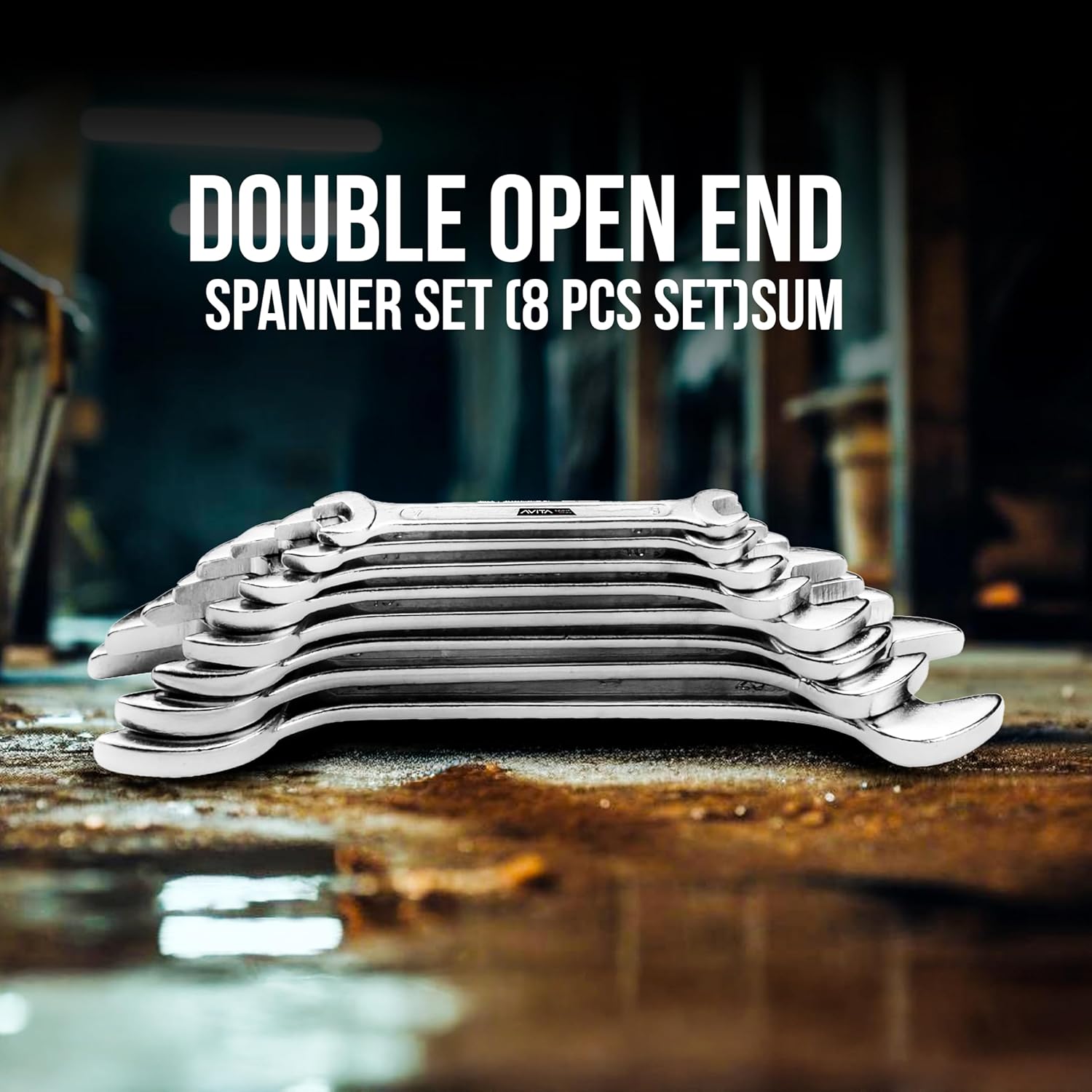 Novita Hand Tool 8-Piece 12-8M Double Open Ended Spanner Set (6x7mm - 20x22mm) - Professional Grade Chrome Vanadium Steel Wrenches for Home, Industrial, and DIY Use