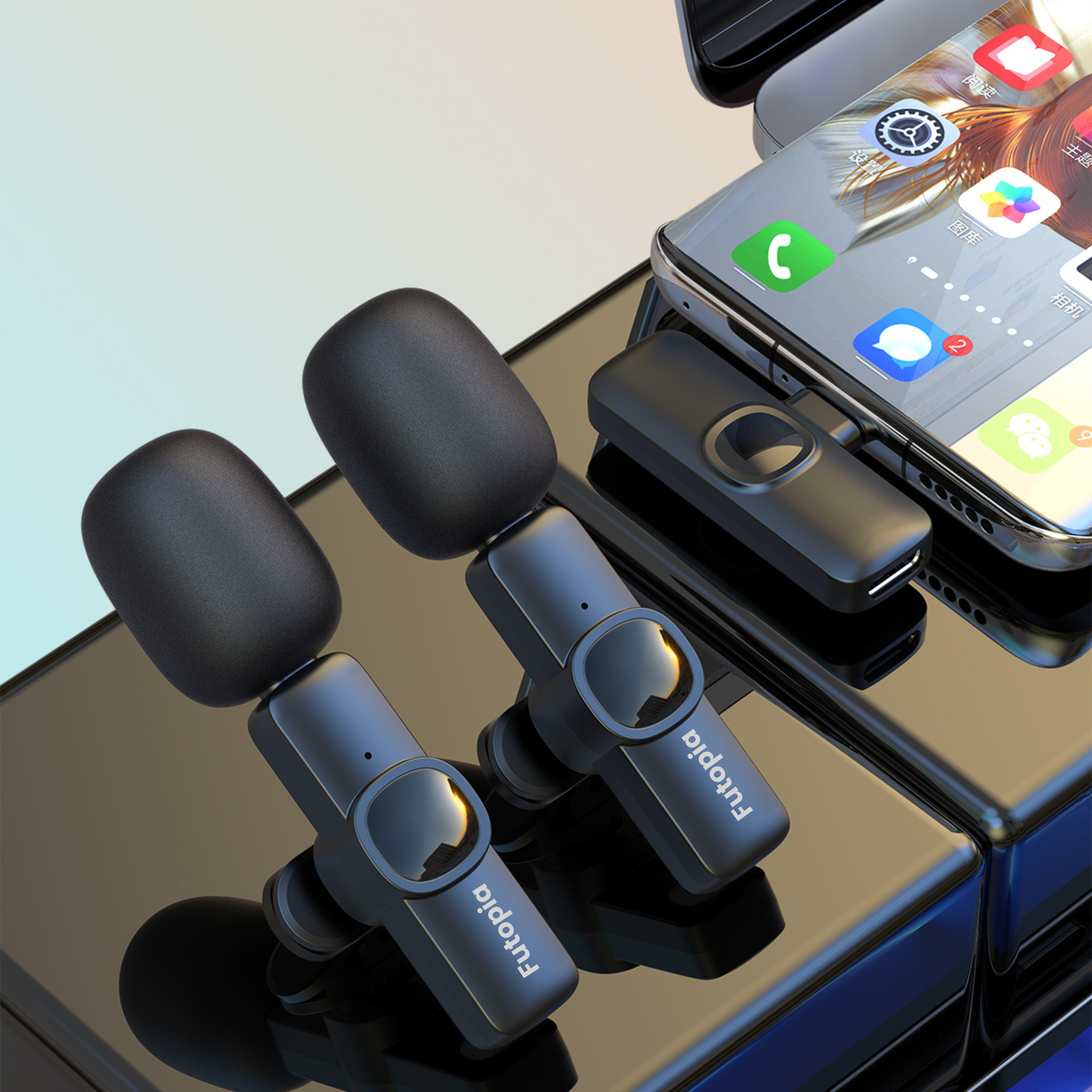 Futopia Wireless Lavalier Microphone for Android & iPhone, Plug & Play Clip-On Mic, AI Noise Cancellation, USB-C Receiver, 6H Battery, YouTube, Vlogging, Interview & Live Streaming