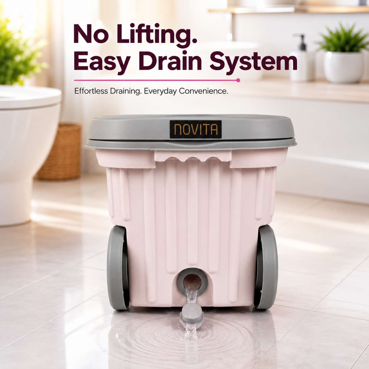 Novita Premium 360° Spin Mop Bucket Set | Steel Jali with Heavy Smart System | Easy Rinse | Telescopic Microfiber Mop & Soap Dispenser |1+1 Refill | Pocha | Big Wheels | Removes Over 99%* Bacteria