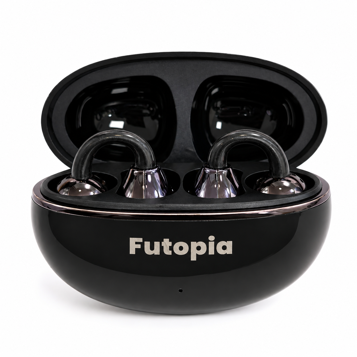 Futopia Loop (OWS) Wireless Bluetooth Earbuds 5.4, Open Ear Design, 10mm Copper Speaker, 300mAh Charging Case, Type-C Fast Charging, HD Sound, BT Name Change, Built-in Mic