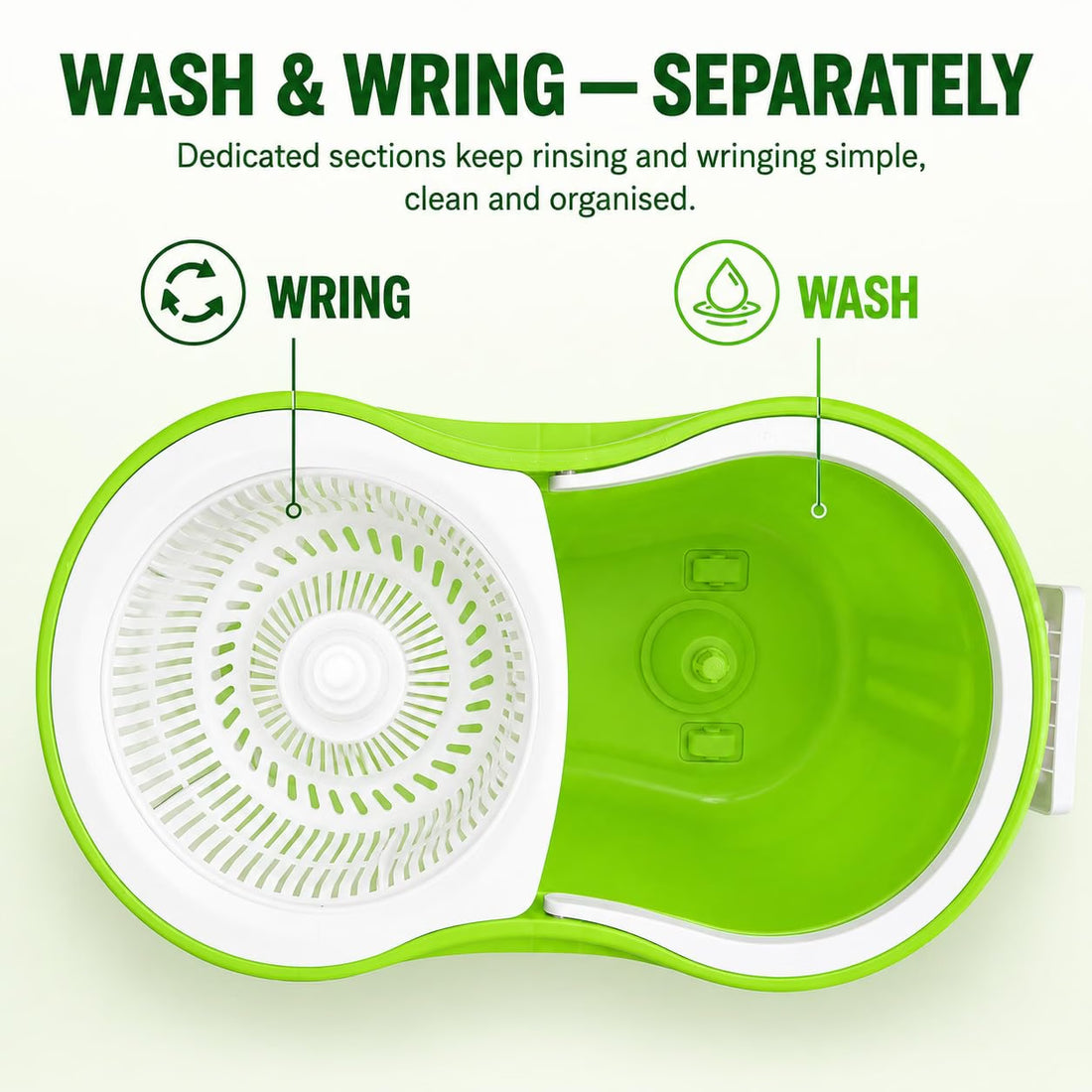 Novita 360° Spin Mop Bucket Set | Plastic Jali with Heavy Smart System | Easy Rinse | Telescopic Microfiber Mop |1+1 Refill | Pocha | Big Wheels | Removes Over 99%* Bacteria- (Green)