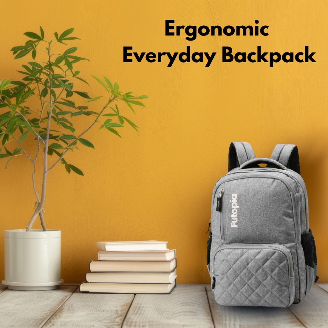 Futopia 22L Laptop Backpack – Water Resistant Office & Casual Bag for Men and Women – Fits Up to 15.6-Inch Laptops – Durable Linen Polyester (Gray)