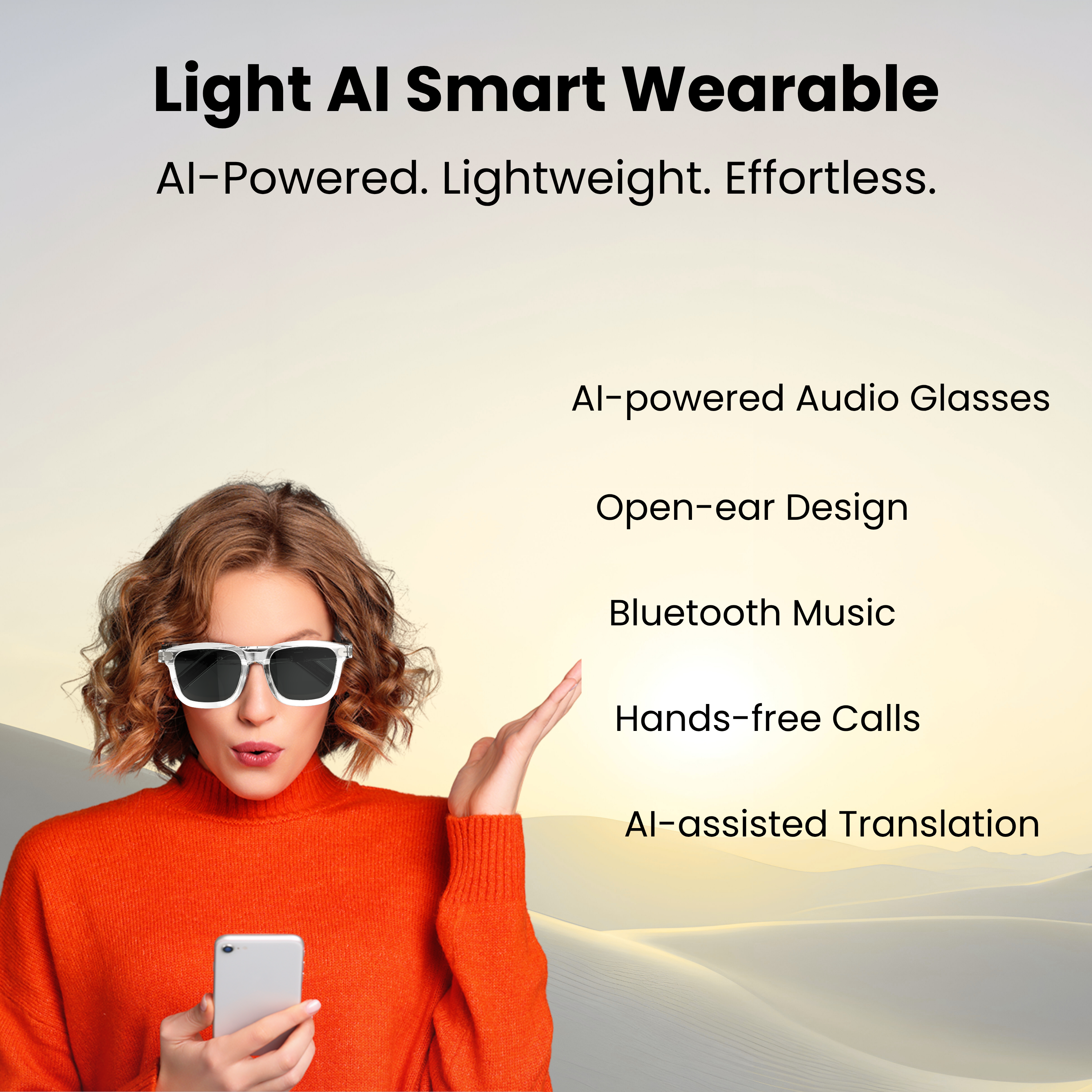 Futopia AIVIS-G AI Smart Glasses|Voice Assistant,Stereo Audio,Dual Mic ENC|Calls,Music & Translation|Real-time Translation|Meeting Minutes|Dual-Microphone|Noise Reduction|Single-Point Touch