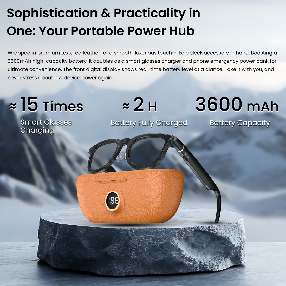 Novita Smart AI Photochromic Glasses 8MP Sony Camera Video Recording Charging Case (Black)