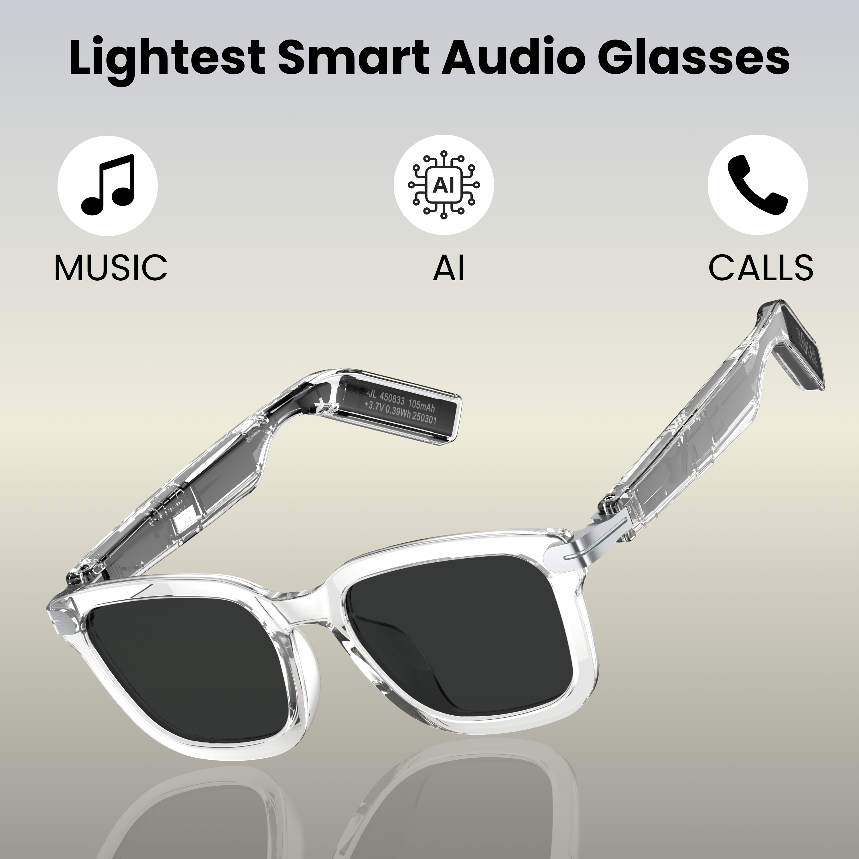 Futopia AIVIS-G AI Smart Glasses|Voice Assistant,Stereo Audio,Dual Mic ENC|Calls,Music & Translation|Real-time Translation|Meeting Minutes|Dual-Microphone|Noise Reduction|Single-Point Touch