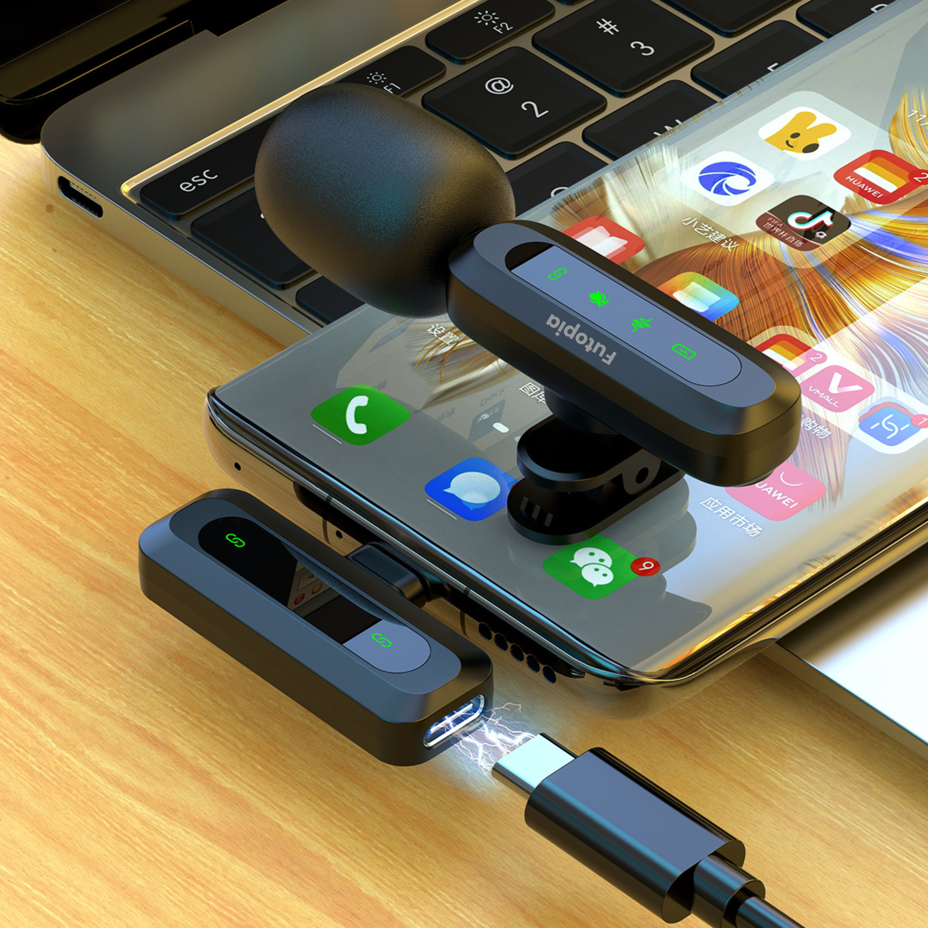 Futopia Wireless Lavalier Microphone, Plug & Play Clip-On Mic with Receiver, AI Noise Cancellation, 6H Battery Backup, USB-C Compatible for YouTube, Vlogging, Interview & Live Streaming