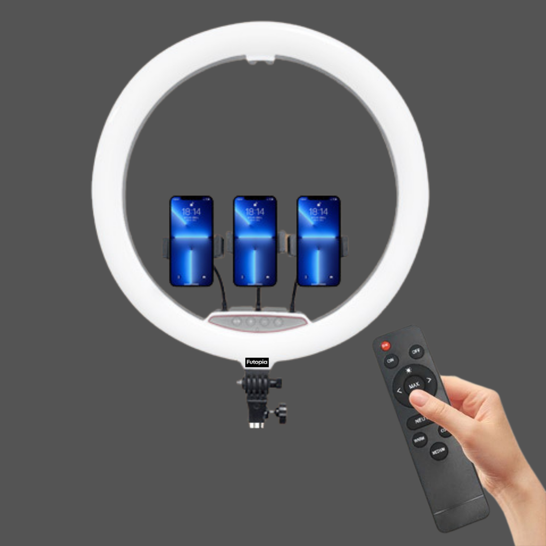 Professional 45cm (18 Inch) Studio LED Ring Light with Tripod & Remote | 2700–6500K Adjustable Color Lighting | AC Power | 3 Mobile Holders Perfect for Photo & Video Shoot, Instagram Reels