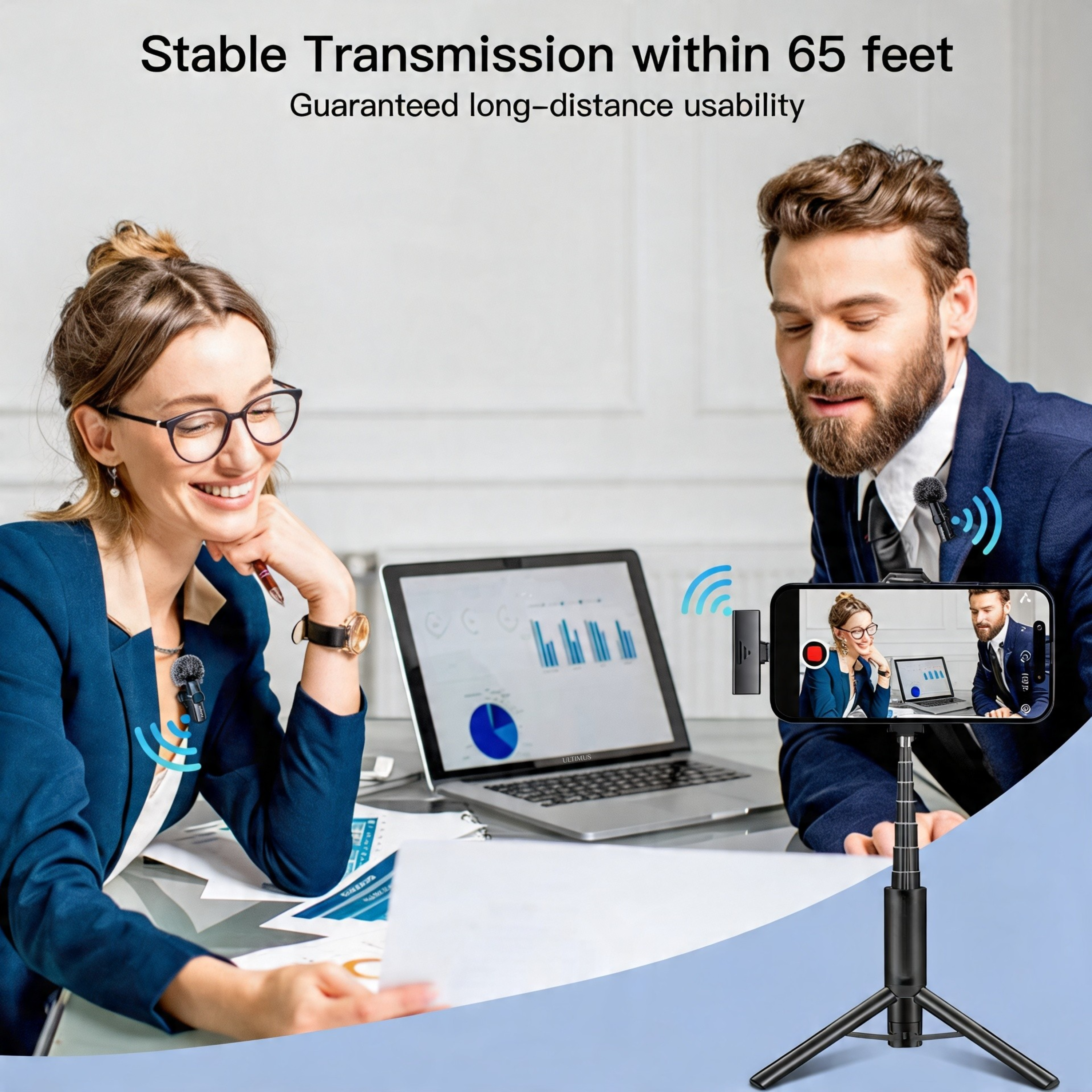 Futopia Wireless Lavalier Microphone for Type-C – Professional 2.4G Wireless Lapel Mic with Noise Reduction, Reverb & Monitoring – 6H Battery Life, 20m Range – Plug & Play