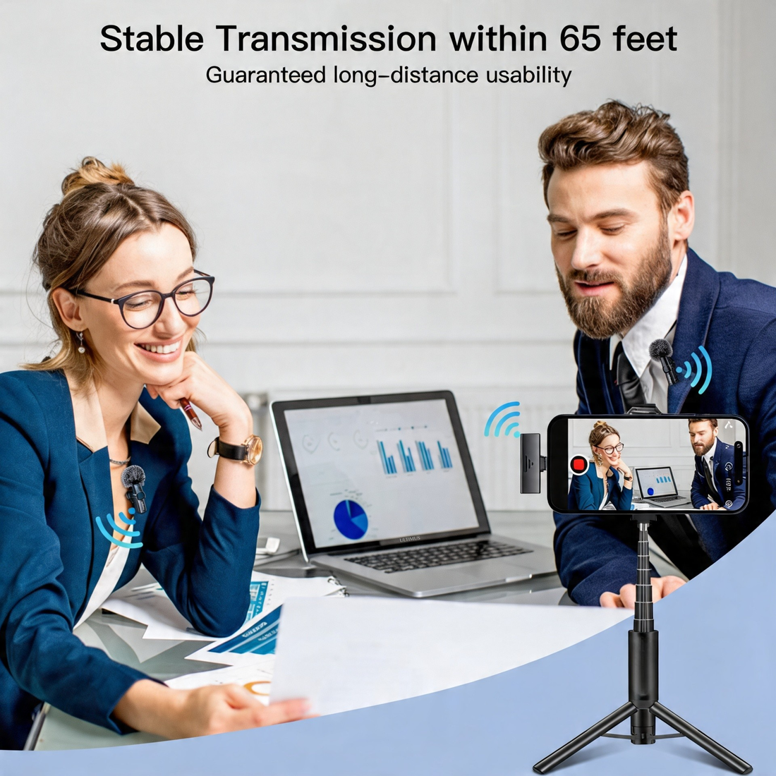 Futopia Wireless Lavalier Microphone for Type-C – Professional 2.4G Wireless Lapel Mic with Noise Reduction, Reverb & Monitoring – 6H Battery Life, 20m Range – Plug & Play
