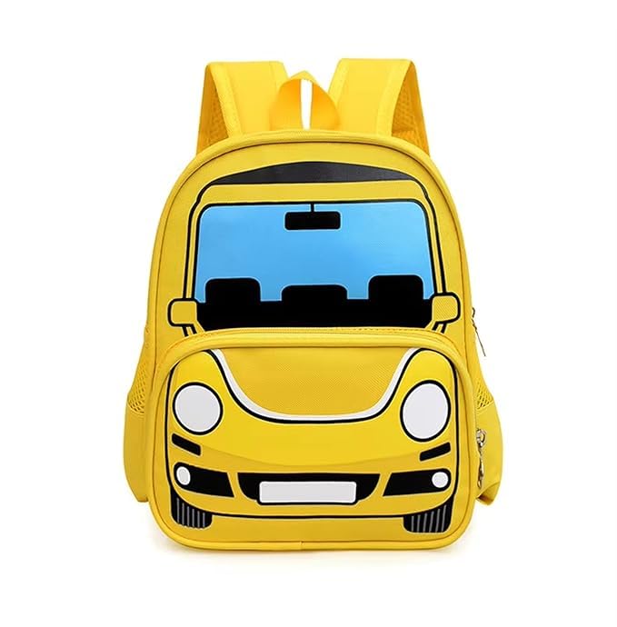 Cute Car Print Mini Backpack for Toddlers | Lightweight Pre-School, Daycare & Picnic Bag for Kids (Ages 2-4 Years) | Durable & Easy-Clean Small Bag for Boys & Girls