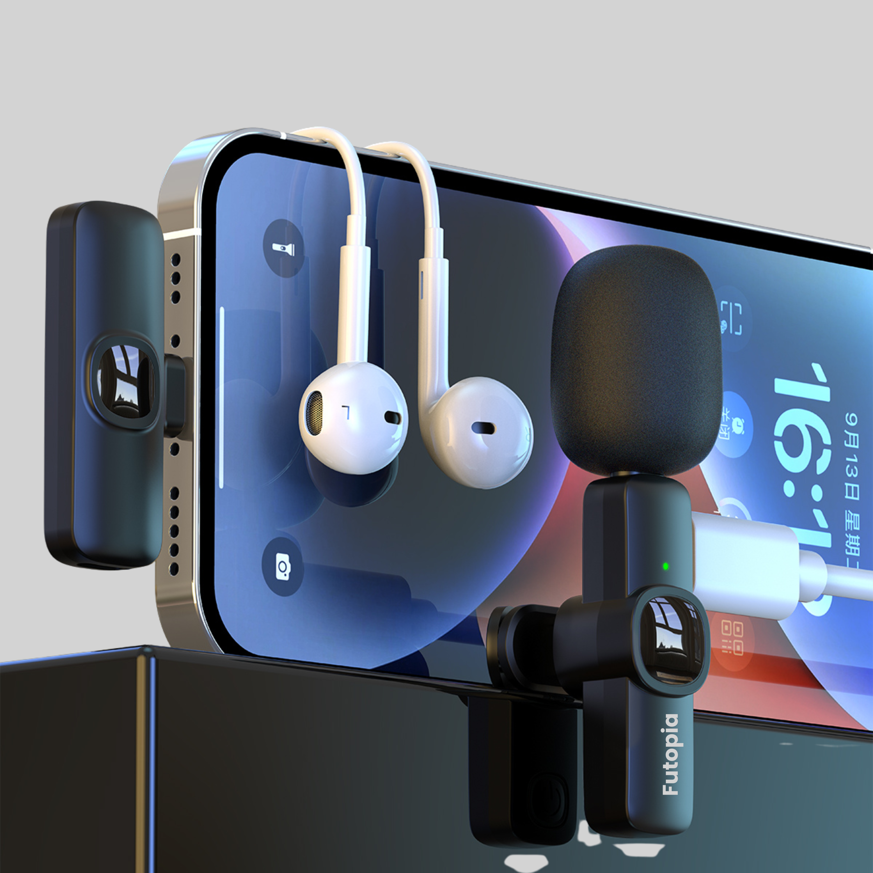 Futopia Wireless Lavalier Microphone for Android & iPhone, Plug & Play Clip-On Mic, AI Noise Cancellation, USB-C Receiver, 6H Battery, YouTube, Vlogging, Interview & Live Streaming