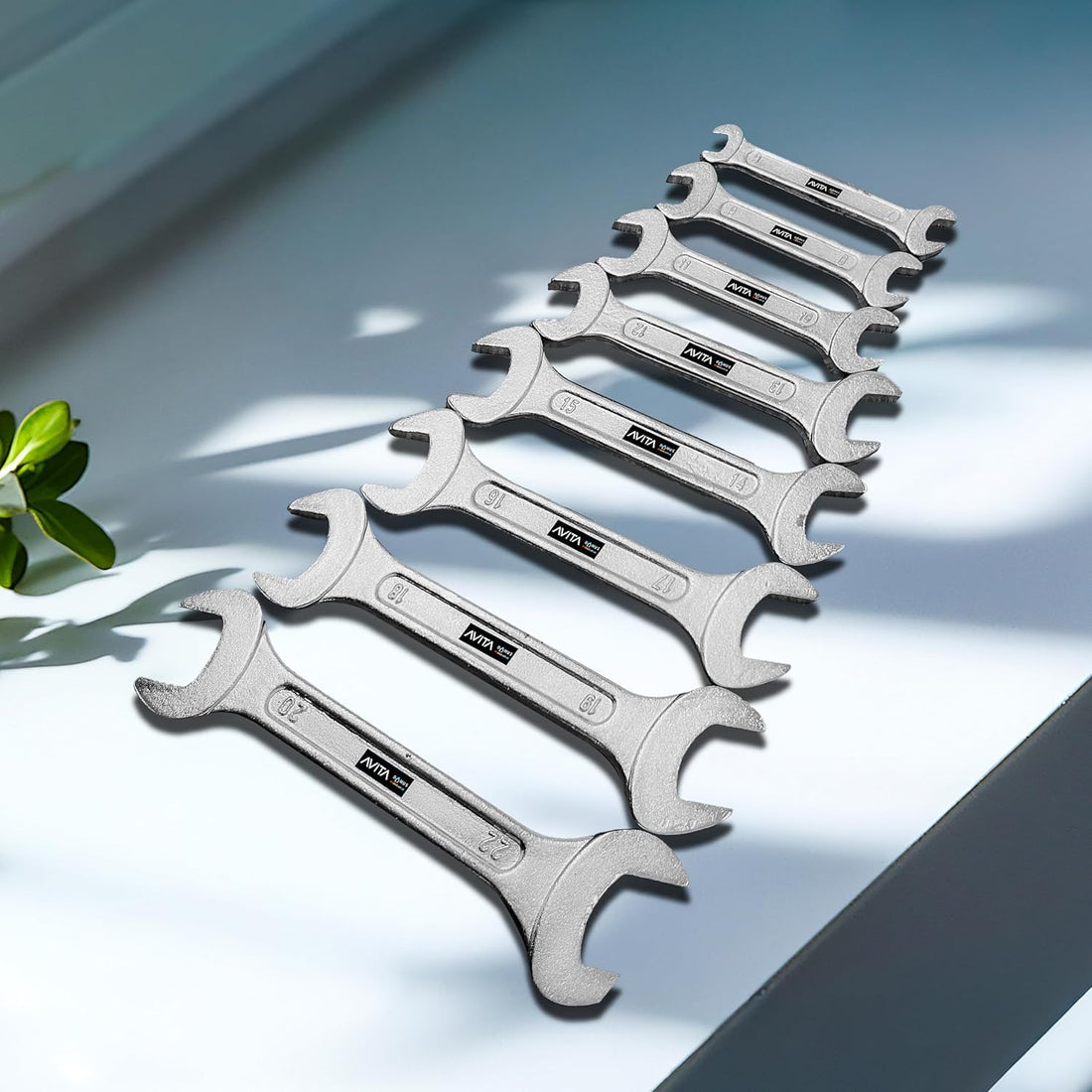 Novita Hand Tool 8-Piece 12-8M Double Open Ended Spanner Set (6x7mm - 20x22mm) - Professional Grade Chrome Vanadium Steel Wrenches for Home, Industrial, and DIY Use
