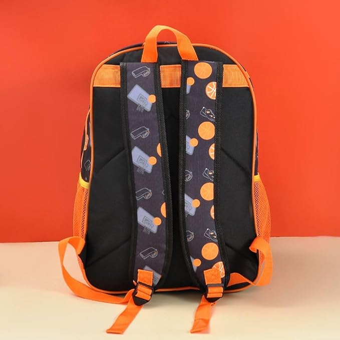 Premium Football Design Lightweight Polyester Backpack with 2 Chain,Lunch Bag & 2 Side Pockets Built for Comfort & Durability