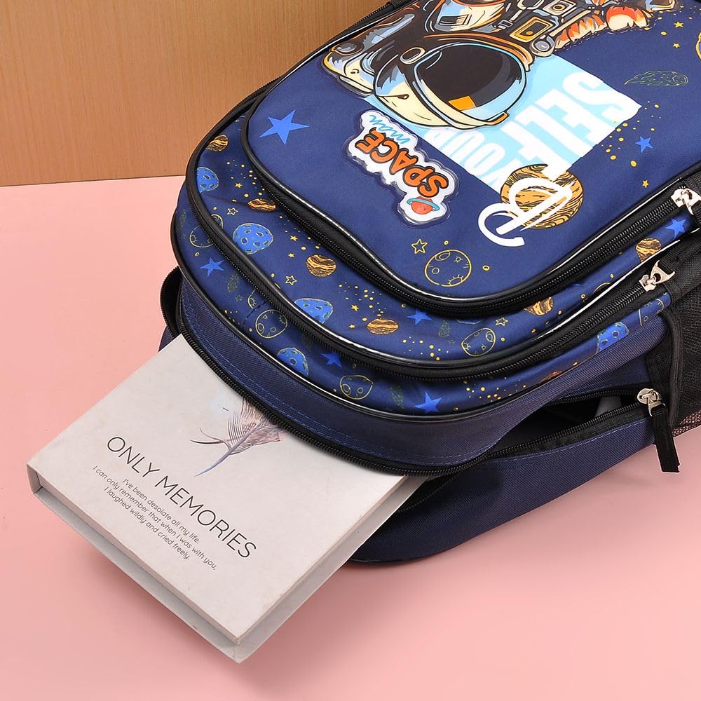 5-in-1 Astro Space School Bag Set for Kids - Backpack with 3 Chains, 2 Side Pockets, Insulated Lunch Bag, Lunch Box, Water Bottle & Pencil Case - Durable & Ergonomic Design