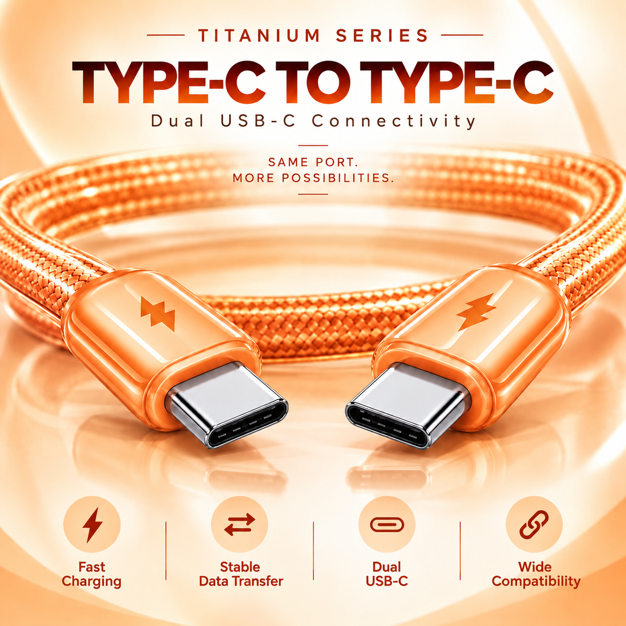 Futopia Titanium Series Low-Temperature Crystal Cable, Type-C to Type-C 100W Fast Charging, Compatible with iPhone 15–17 & Android