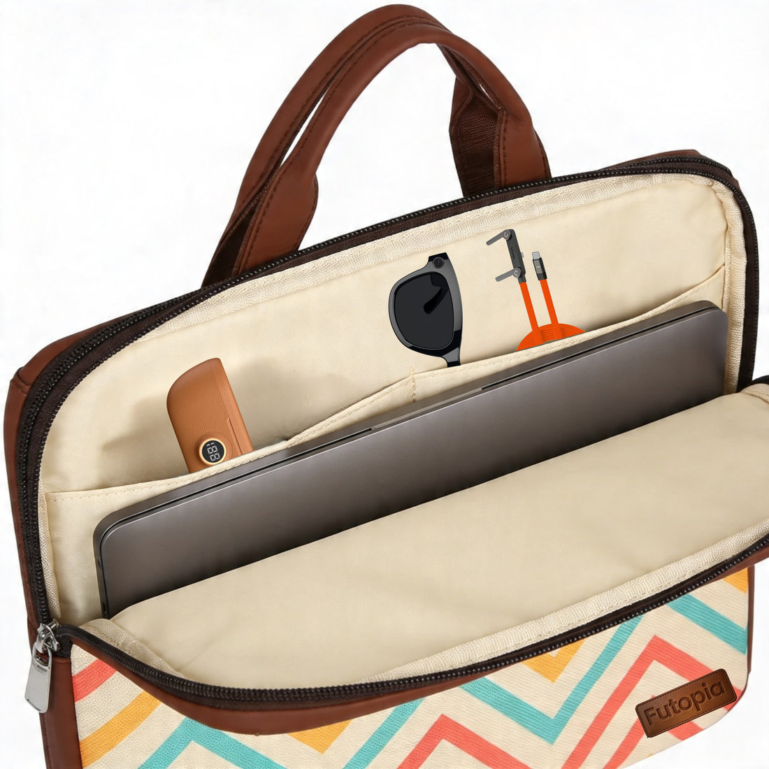 Futopia Stylish Printed Laptop Sleeve Bag 15.6–16 Inch with Handle | Jute Design Case Cover | Water Resistant| Soft Padded Interior | Laptop & Tablet Bag for Men & Women (Office & Travel)