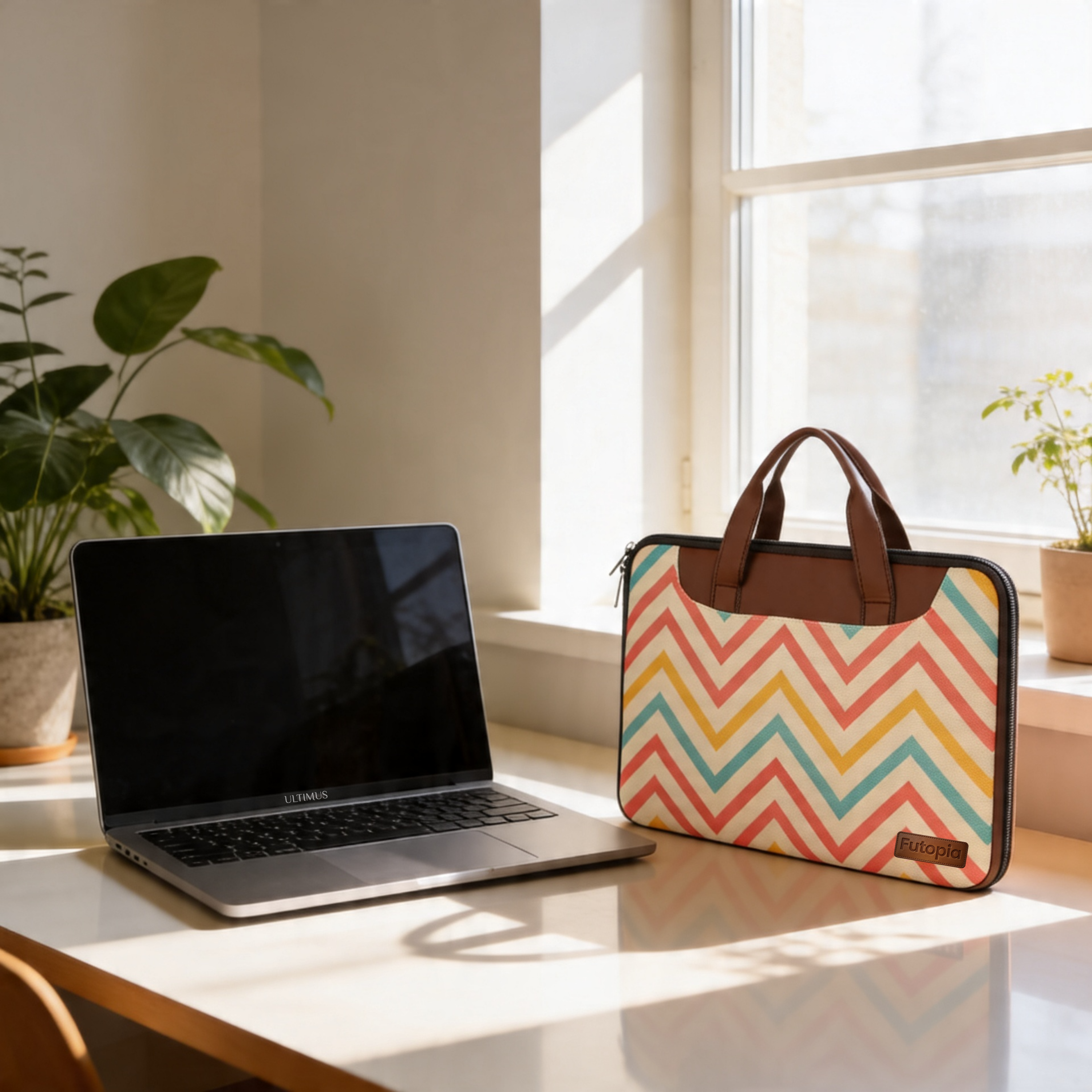 Futopia Stylish Printed Laptop Sleeve Bag 15.6–16 Inch with Handle | Jute Design Case Cover | Water Resistant| Soft Padded Interior | Laptop & Tablet Bag for Men & Women (Office & Travel)