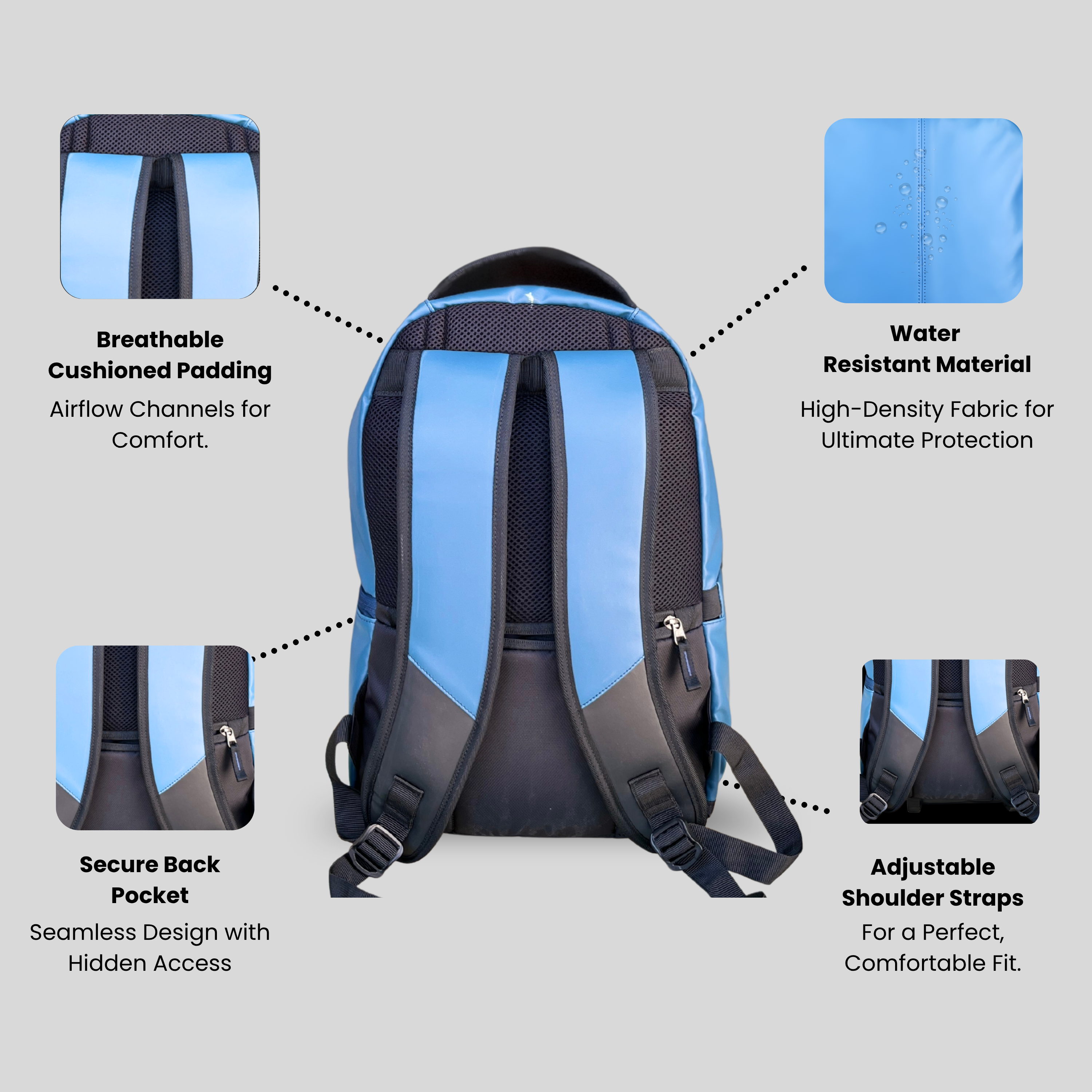 Futopia Premium 26L Capacity Backpack Casual Bag With Fit 15.6 Inch Laptop, Side And Front Side Zipp Store, Luggage Strap, Lightweight & Durable Design For Men & Women Perfect For Office & College -blue