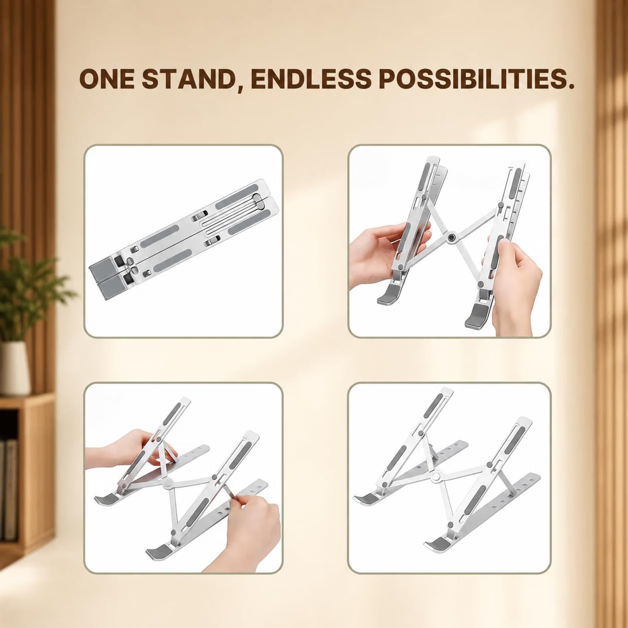 Futopia 6 Angles Adjustable Aluminum Ergonomic Foldable Portable Tabletop Laptop/Desktop Riser Stand Holder