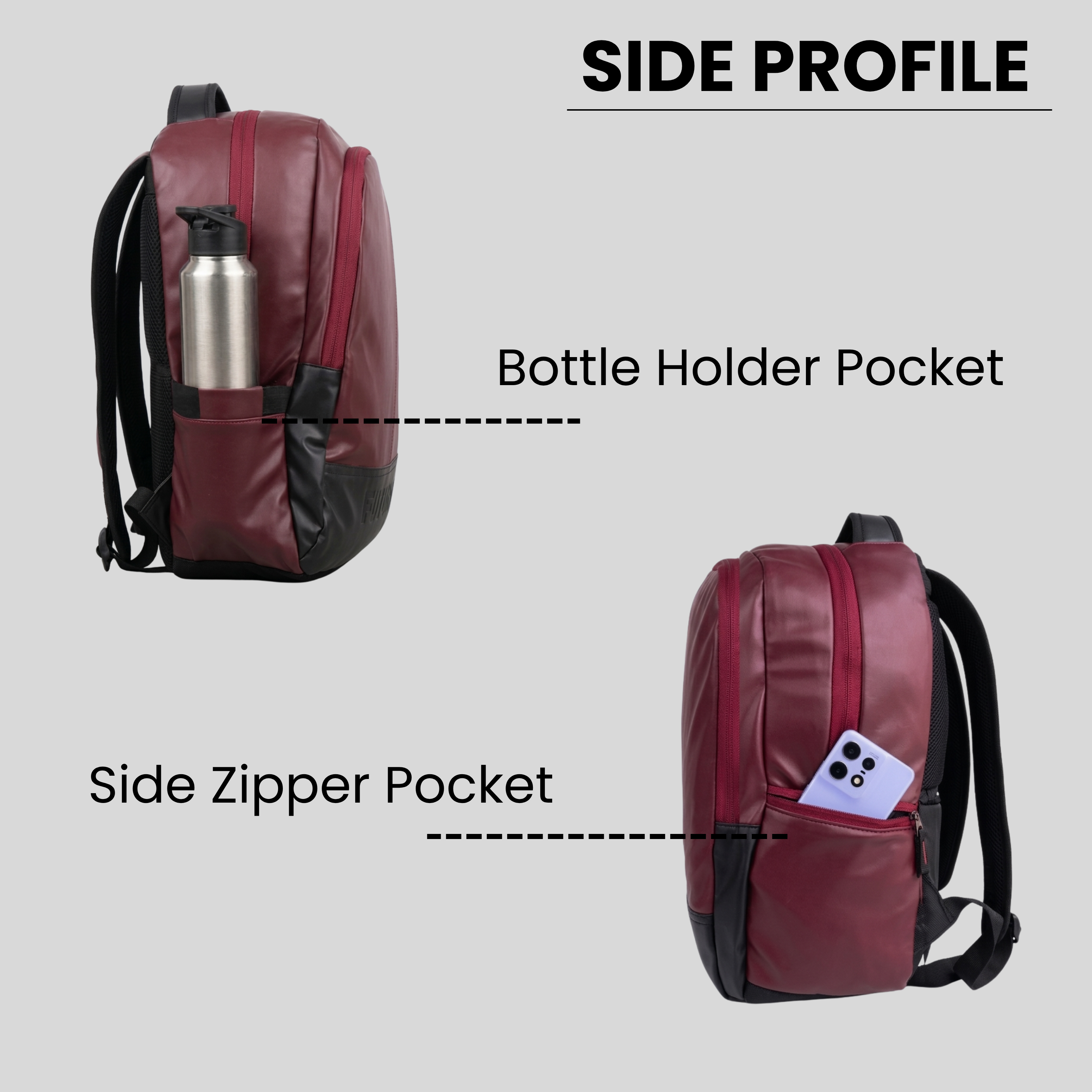 Futopia Large 35L Capacity Backpack Pu Leather Casual Bag With Fits Up To 17.3 Inch Laptop, Organizer Compartments | Back Zipper Pocket, Side Bottle & Small Zipper Pocket, For Men And Women, Unisex -