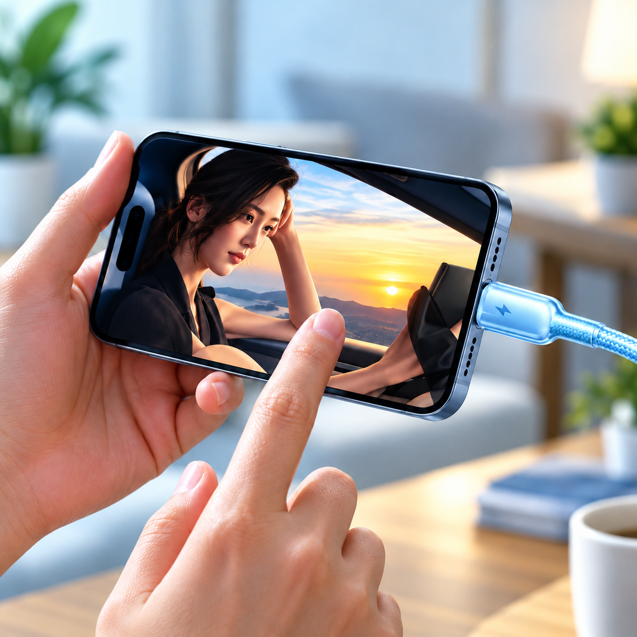 Futopia Titanium Series Low-Temperature Crystal Cable, Type-C to Type-C 100W Fast Charging, Compatible with iPhone 15–17 & Android