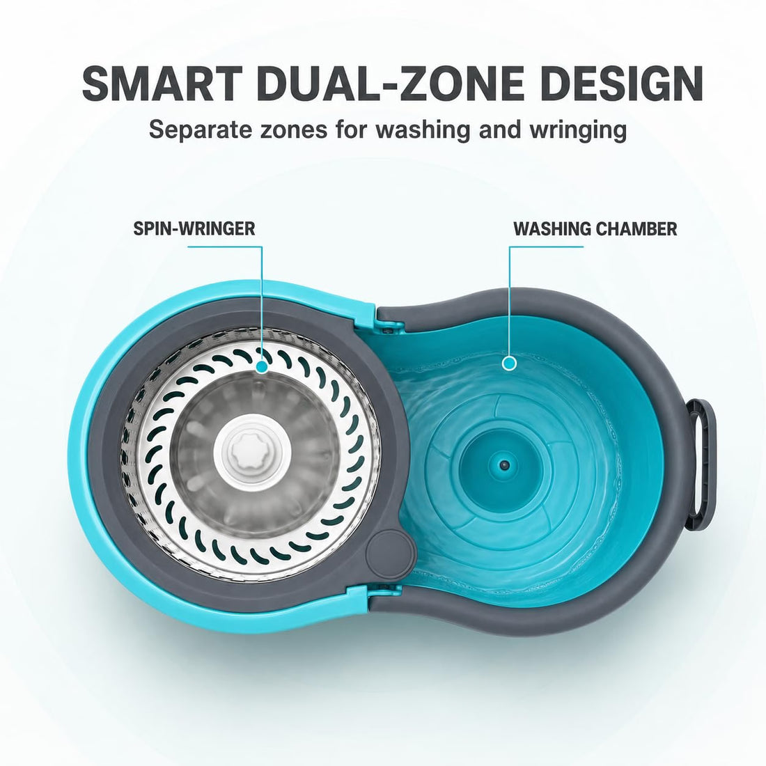 Novita 360° Spin Mop Bucket Set | Steel Jali with Heavy Smart System | Easy Rinse | Telescopic Microfiber Mop |1+1 Refill | Pocha | Wheels | Removes Over 99%* Bacteria- (Aqua Blue)