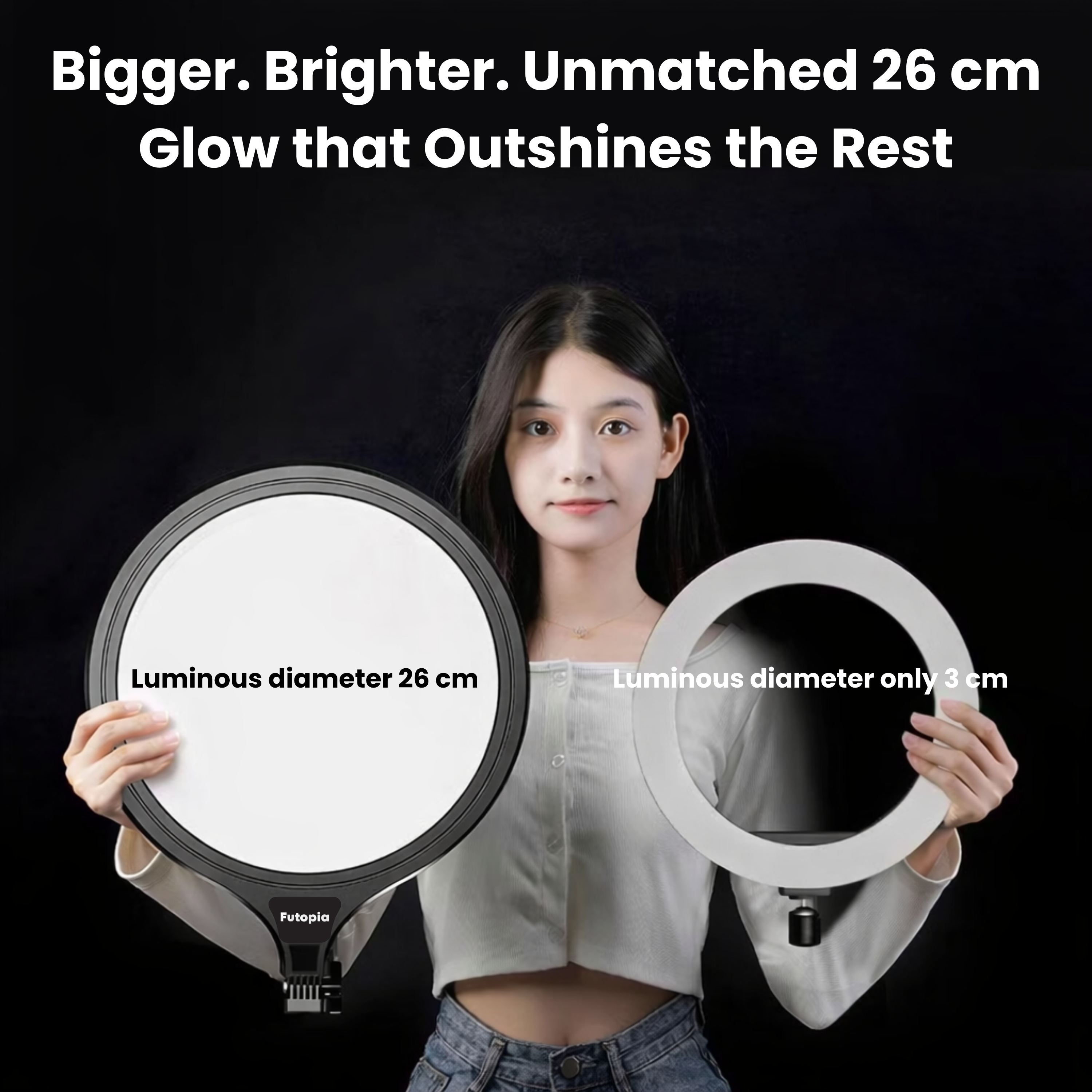 Futopia 10-Inch LED Ring Light with Tripod Stand | 3 Color Modes (Warm, Cold & Mixed) | Dimmable 10W USB Powered Fill Light for YouTube, Live Streaming, Photoshoot & Video Recording
