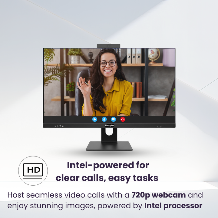 FUTOPIA A211261 All-in-One Desktop PC | Intel Core i5-14400 | 23.8" Full HD IPS Display | 16GB DDR5 RAM | 512GB NVMe SSD | Windows 11 Pro | WiFi 6 | Webcam & Mic