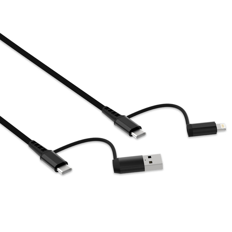 FUTOPIA Ultimus 4-in-1 Multi Fast Charging Cable 4.0A USB A/C to Type C/Light.ning Fast Sync Charger Adapter for Most Phones & Tablets (FDDC4I1-6004-BK, Black)