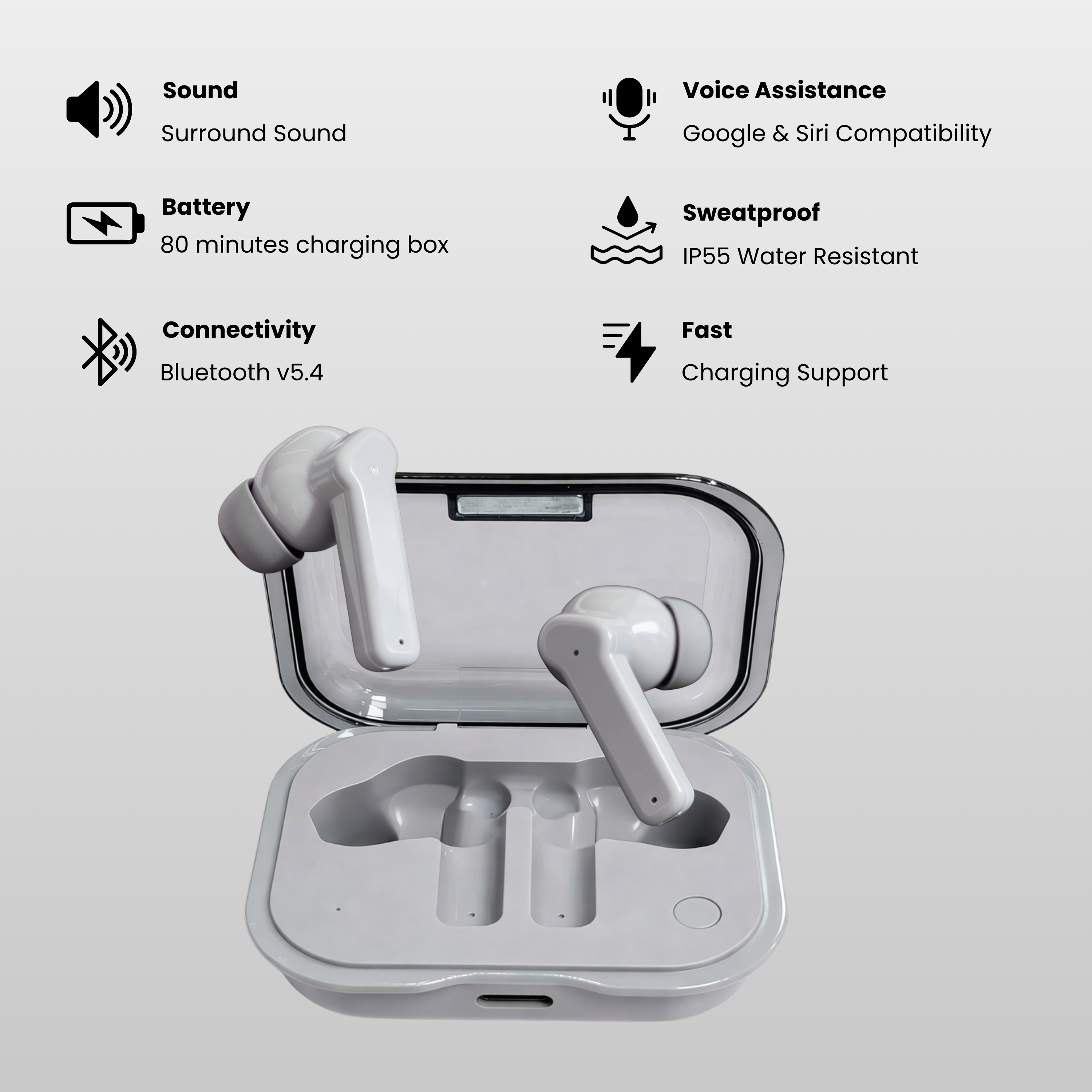 Futopia Wireless Earpods with Charging Case | Bluetooth 5.4 Earbuds, 11mm Drivers, Type-C Fast Charging, HD Sound & 3-4H Playtime (FGTWSNOEAR)
