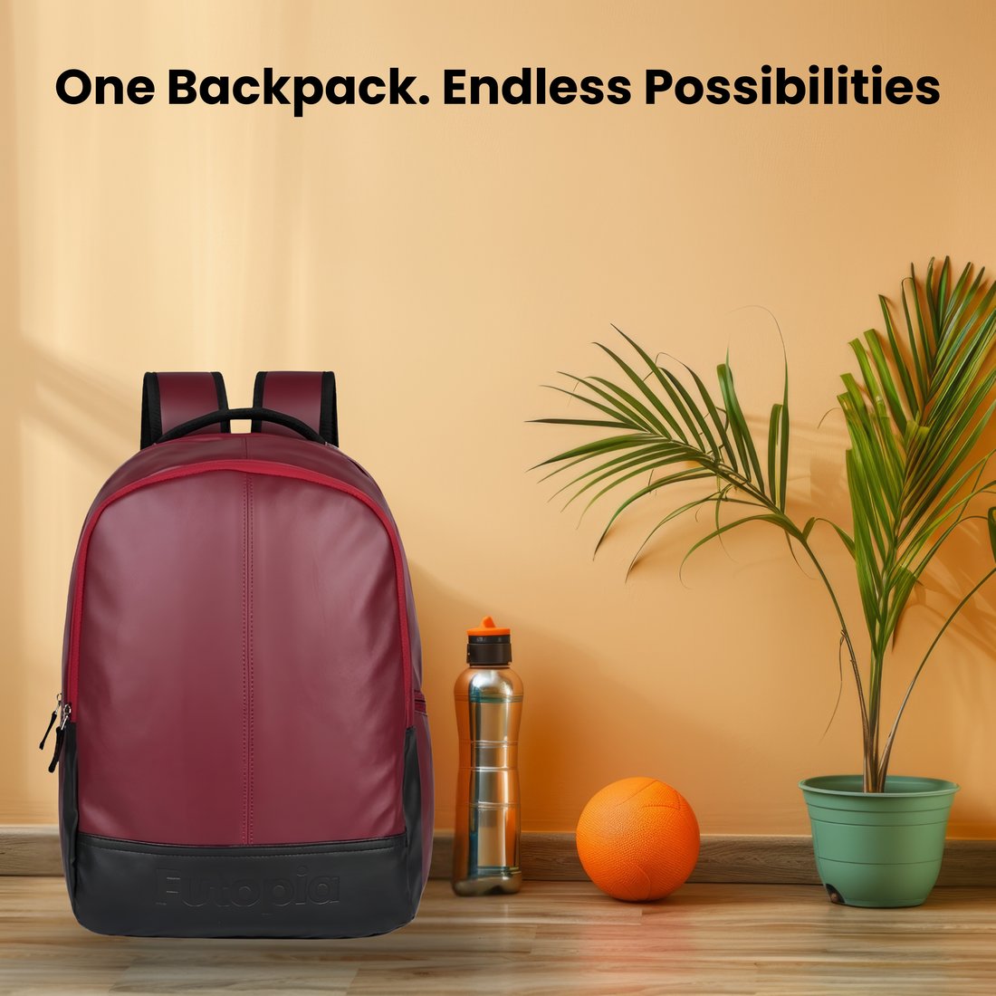 Futopia Large 35L Capacity Backpack Pu Leather Casual Bag With Fits Up To 17.3 Inch Laptop, Organizer Compartments | Back Zipper Pocket, Side Bottle & Small Zipper Pocket, For Men And Women, Unisex -