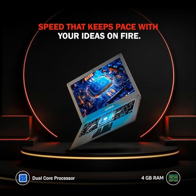 Ultimus APEX Pro Pentum Quad Core 4GB RAM 128GB SSD Expandable 512GB Ultra Thin Bezel 180° Hinge 2.0x1 3.0x1 SD Card Slot ‎LPDDR4 Win 11  Space Gray
