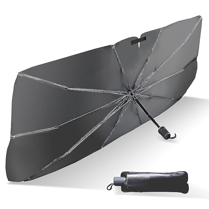 Novita Windshield Sun Shade Umbrella, Foldable Car Umbrella Sunshade with UV Block Car Front Window (Heat Insulation Protection) for Auto Windshield Covers Blackout Trucks Cars (Large)