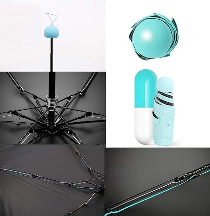 Novita Mini Portable Umbrella with Capsule Case Outdoor for Women Men & Kids 4 Folds UV Protection Compact Foldable Backpack Travel Umbrellas for rain & Hot Summer Capsule Umbrella (Multicolor)