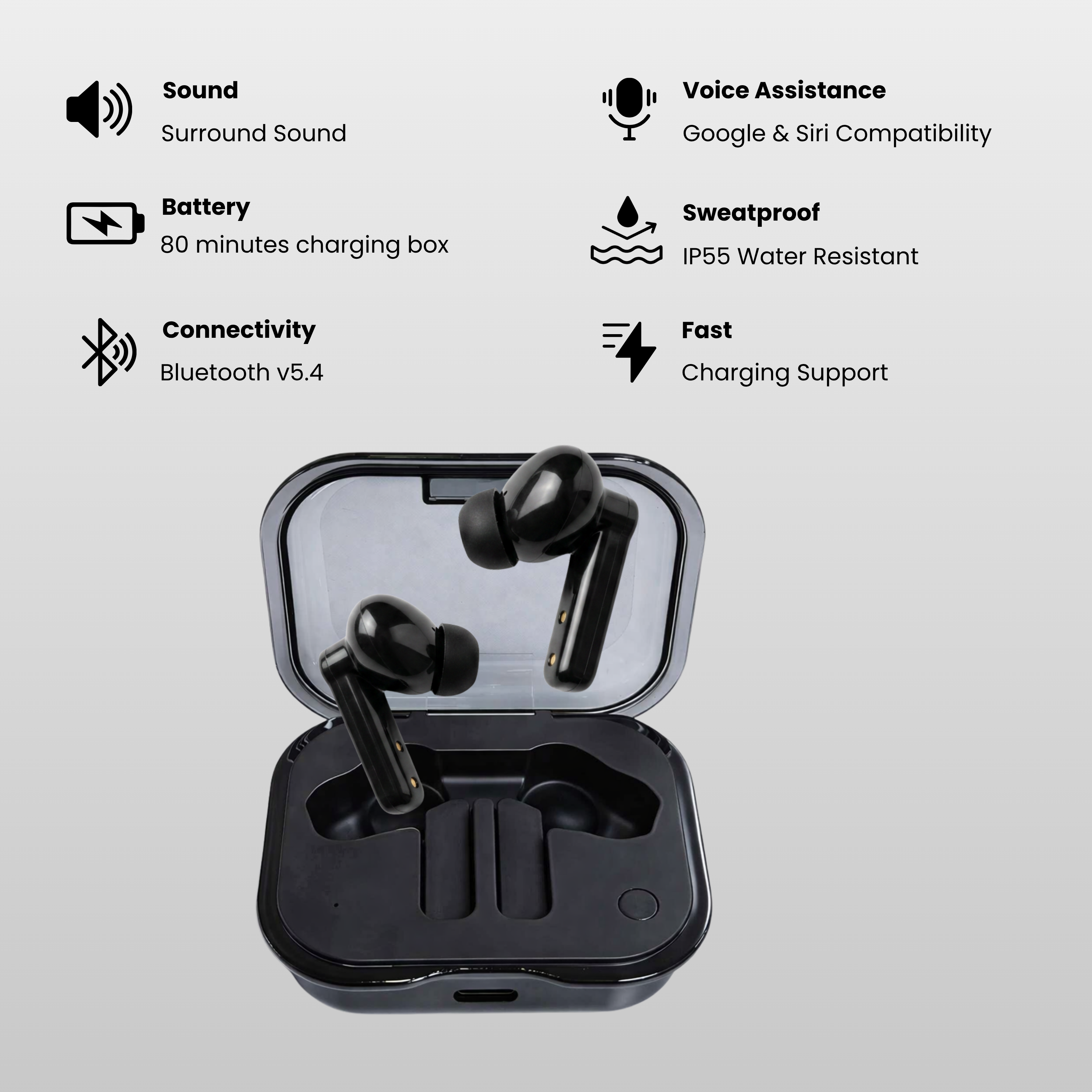 Futopia Wireless Earpods with Charging Case | Bluetooth 5.4 Earbuds, 11mm Drivers, Type-C Fast Charging, HD Sound & 3-4H Playtime (FGTWSNOEAR)