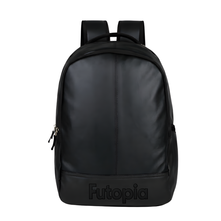 Futopia Large 35L Capacity Backpack Pu Leather Casual Bag With Fits Up To 17.3 Inch Laptop, Organizer Compartments | Back Zipper Pocket, Side Bottle & Small Zipper Pocket, For Men And Women, Unisex - black