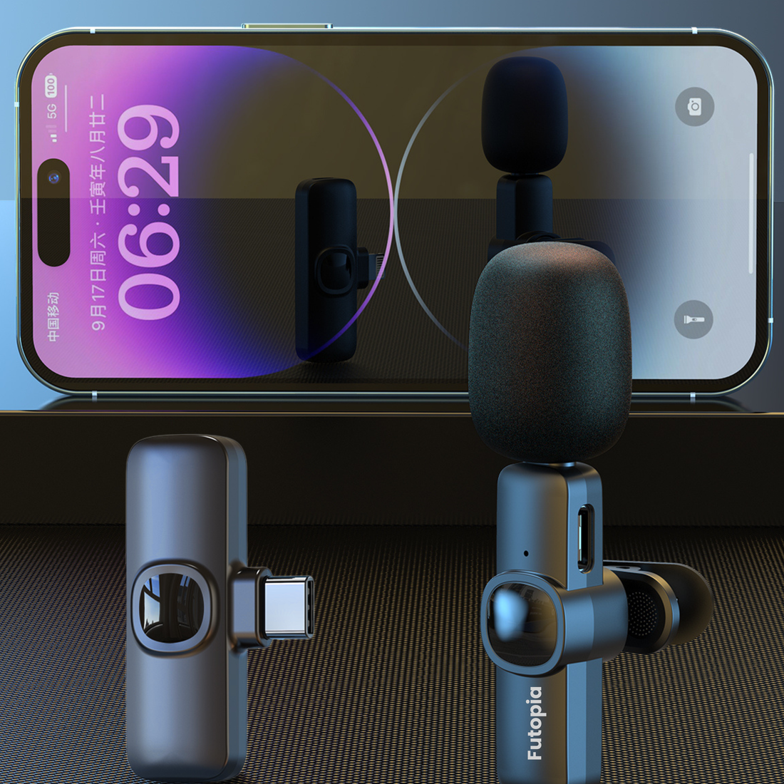 Futopia Wireless Lavalier Microphone for Android & iPhone, Plug & Play Clip-On Mic, AI Noise Cancellation, USB-C Receiver, 6H Battery, YouTube, Vlogging, Interview & Live Streaming