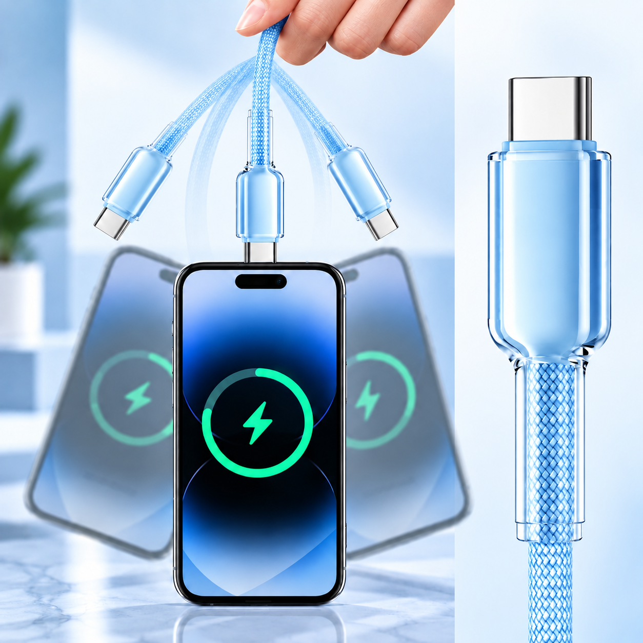 Futopia Titanium Series Low-Temperature Crystal Cable, Type-C to Type-C 100W Fast Charging, Compatible with iPhone 15–17 & Android
